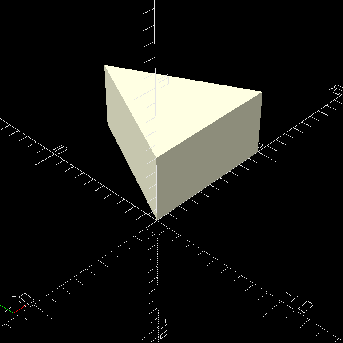 Screenshot di un prisma in OpenSCAD