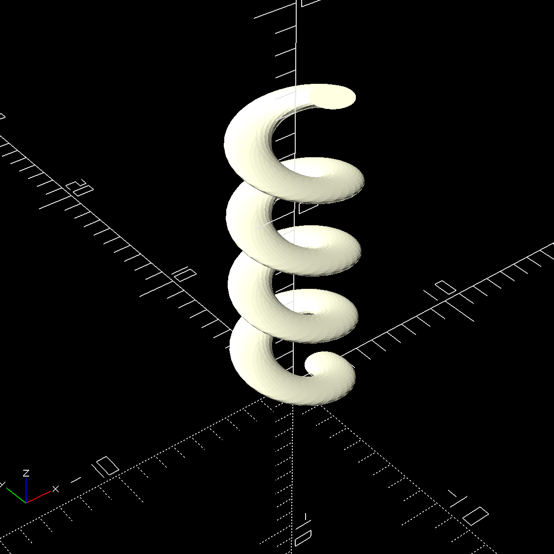 Screenshot di una struttura elicoidale in OpenSCAD