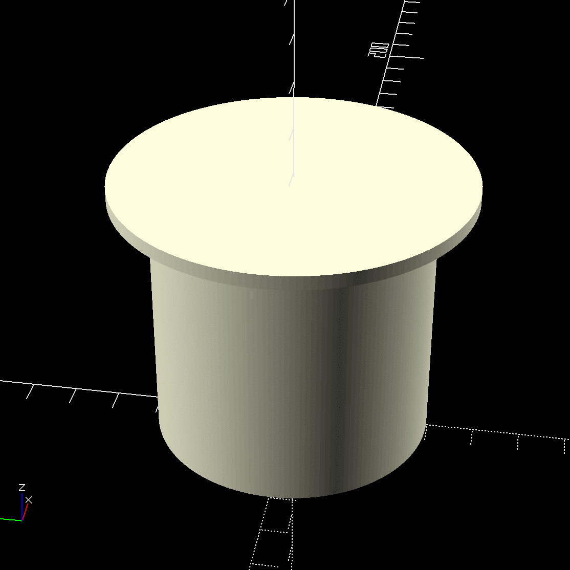 Screenshot di un manicotto flangiato in OpenSCAD