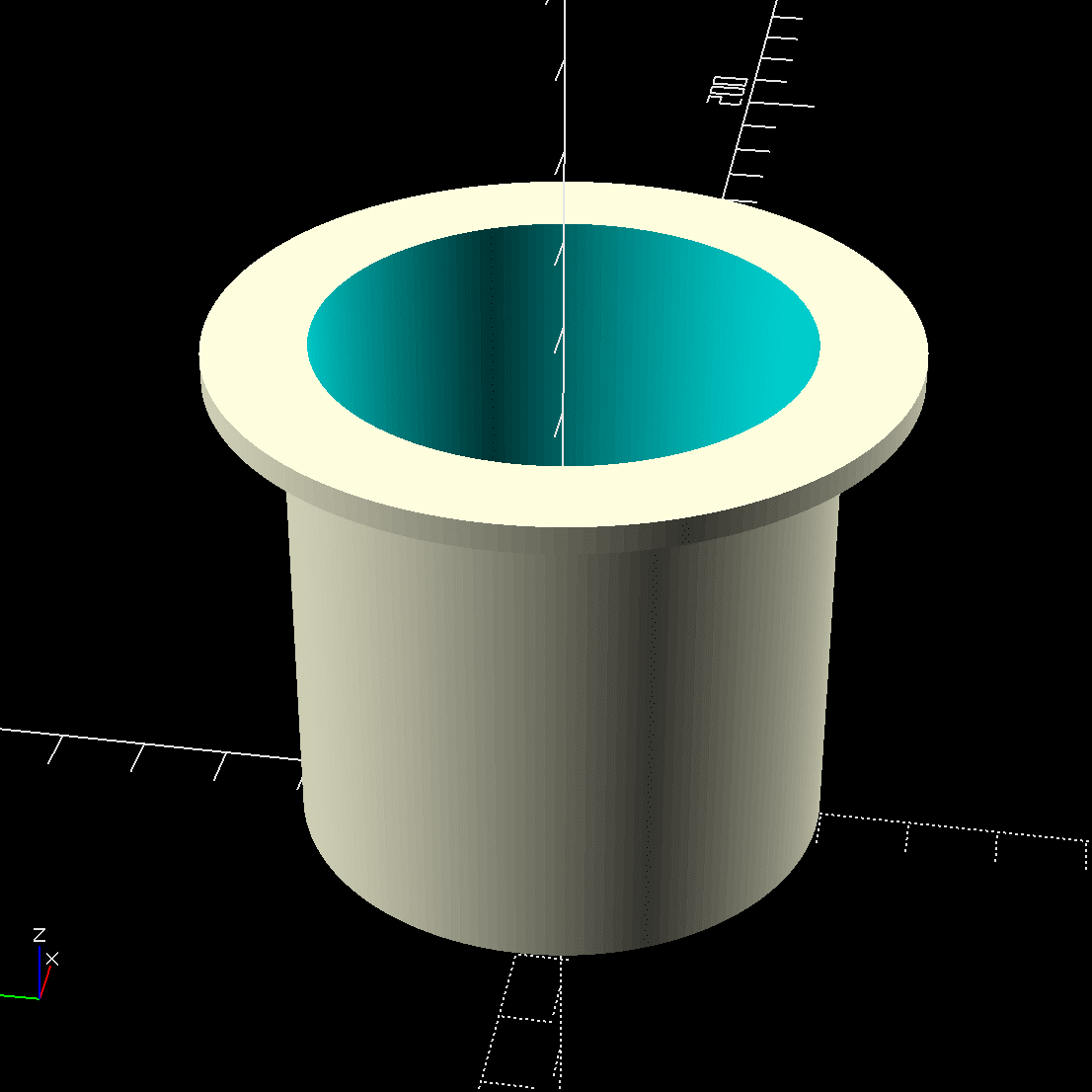 Screenshot del manicotto finito in OpenSCAD