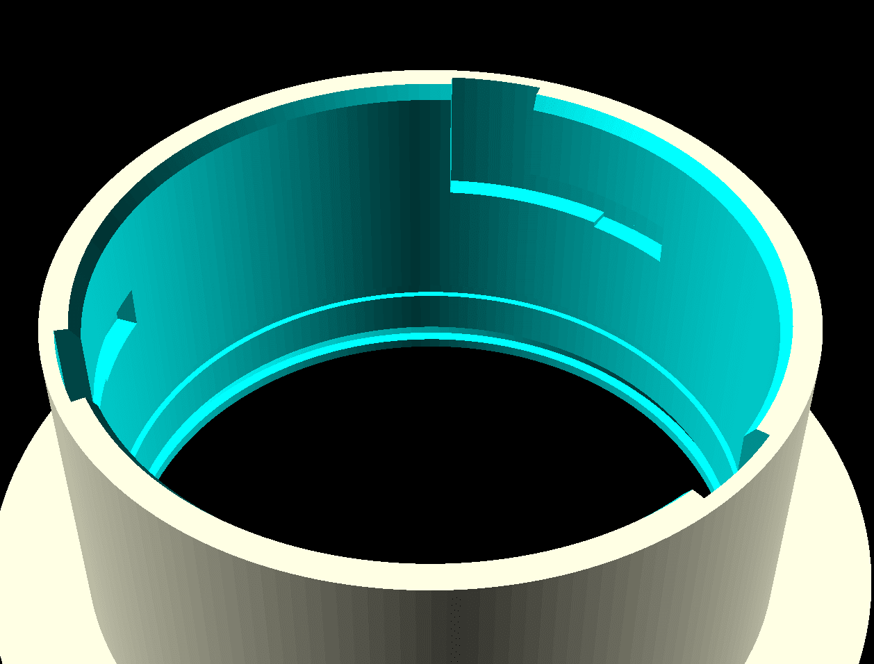 Screenshot OpenSCAD con dettaglio dello slot a baionetta