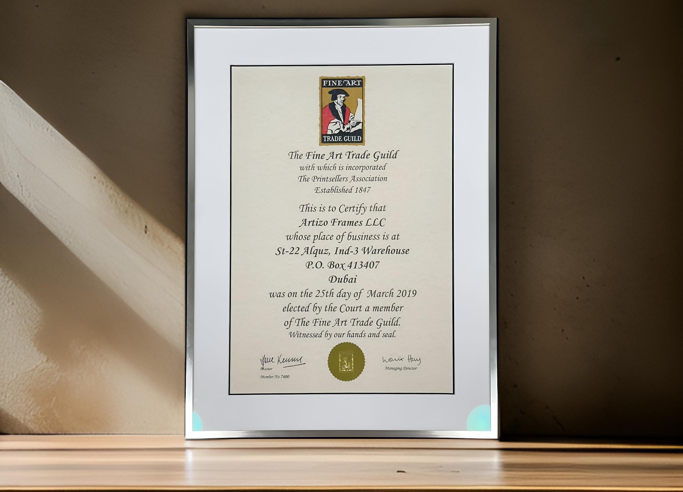 Artizo Frames Certification
