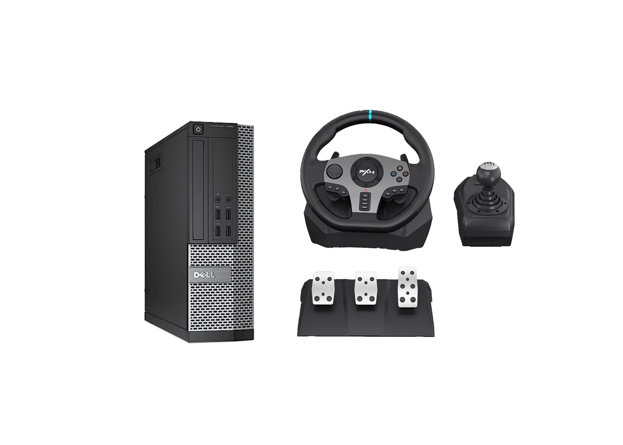 PXN V9 Manual Gaming Steering Wheel + Dell OptiPlex 9020 CPU PC Combo
