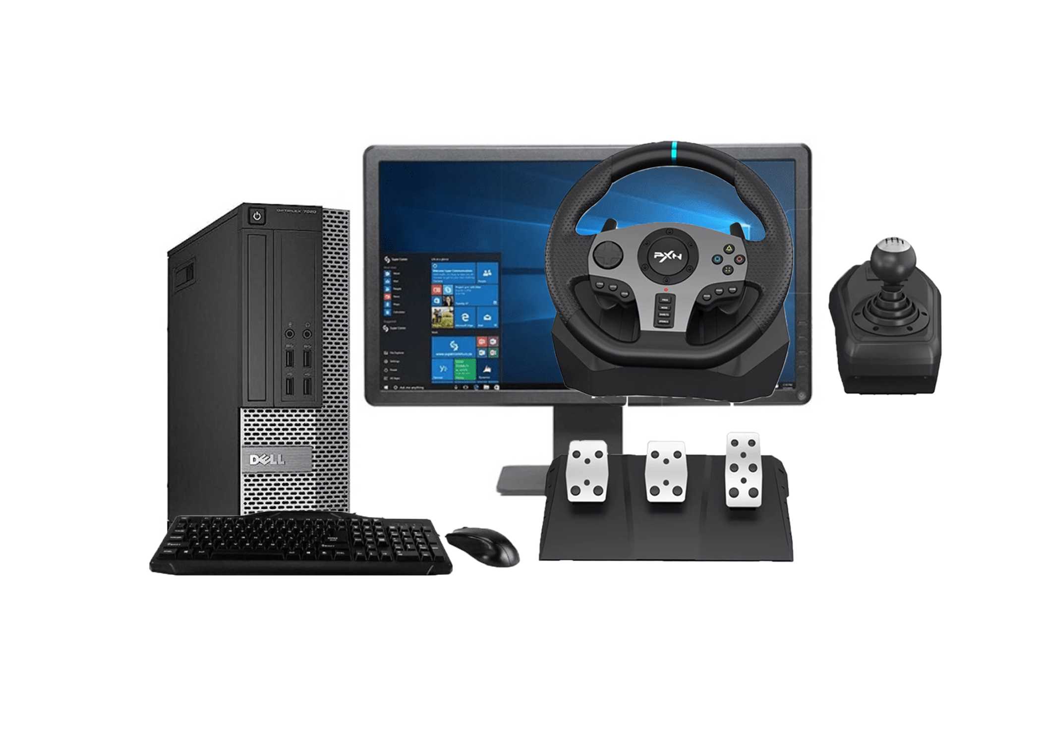PXN V9 Manual Gaming Steering Wheel + Dell OptiPlex 9020 CPU PC Combo