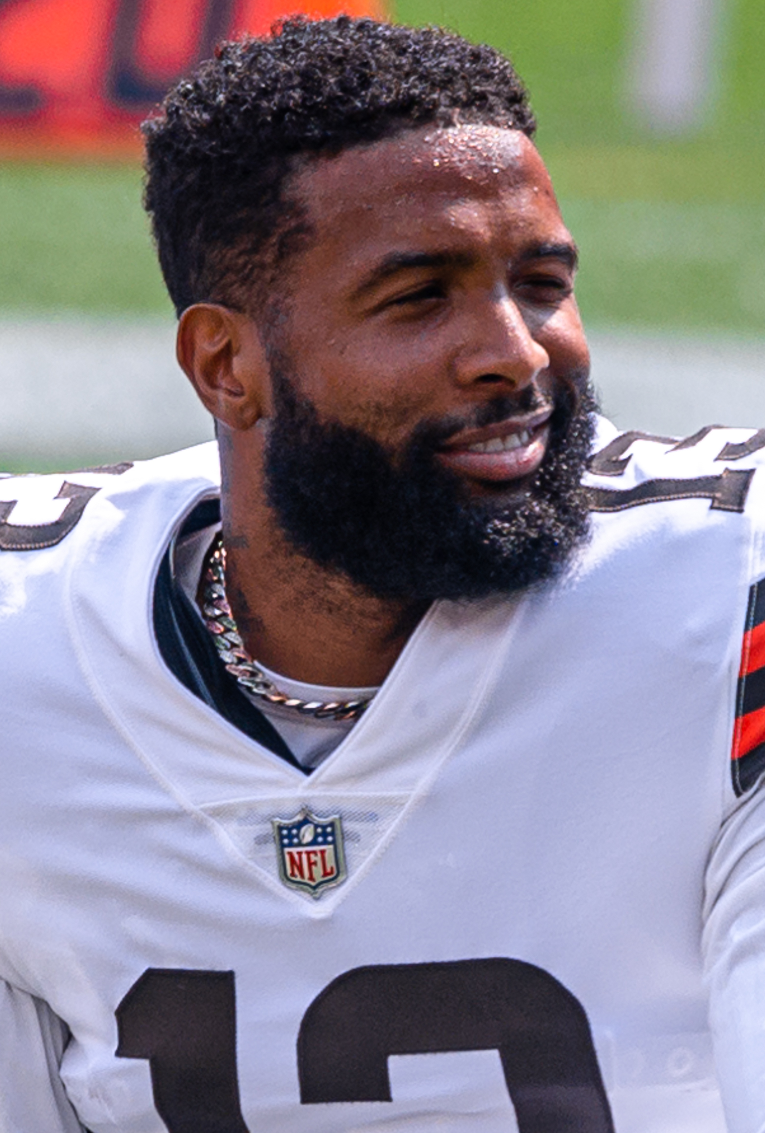 Odell Beckham Jr in NFL uniform, wide receiver known for taking part of his salary in Bitcoin in 2021