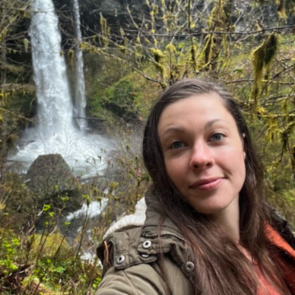 Me and one of the waterfalls on the Trail of Ten Falls!