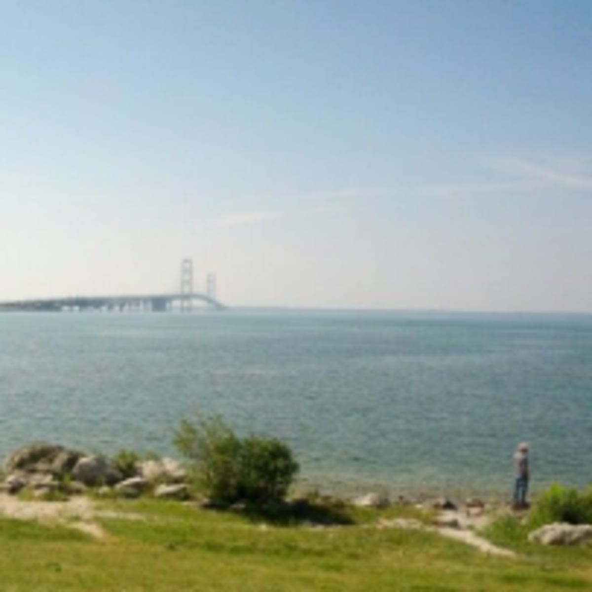 View from Scenic Overlook rest stop before crossing the Mackinaw Bridge