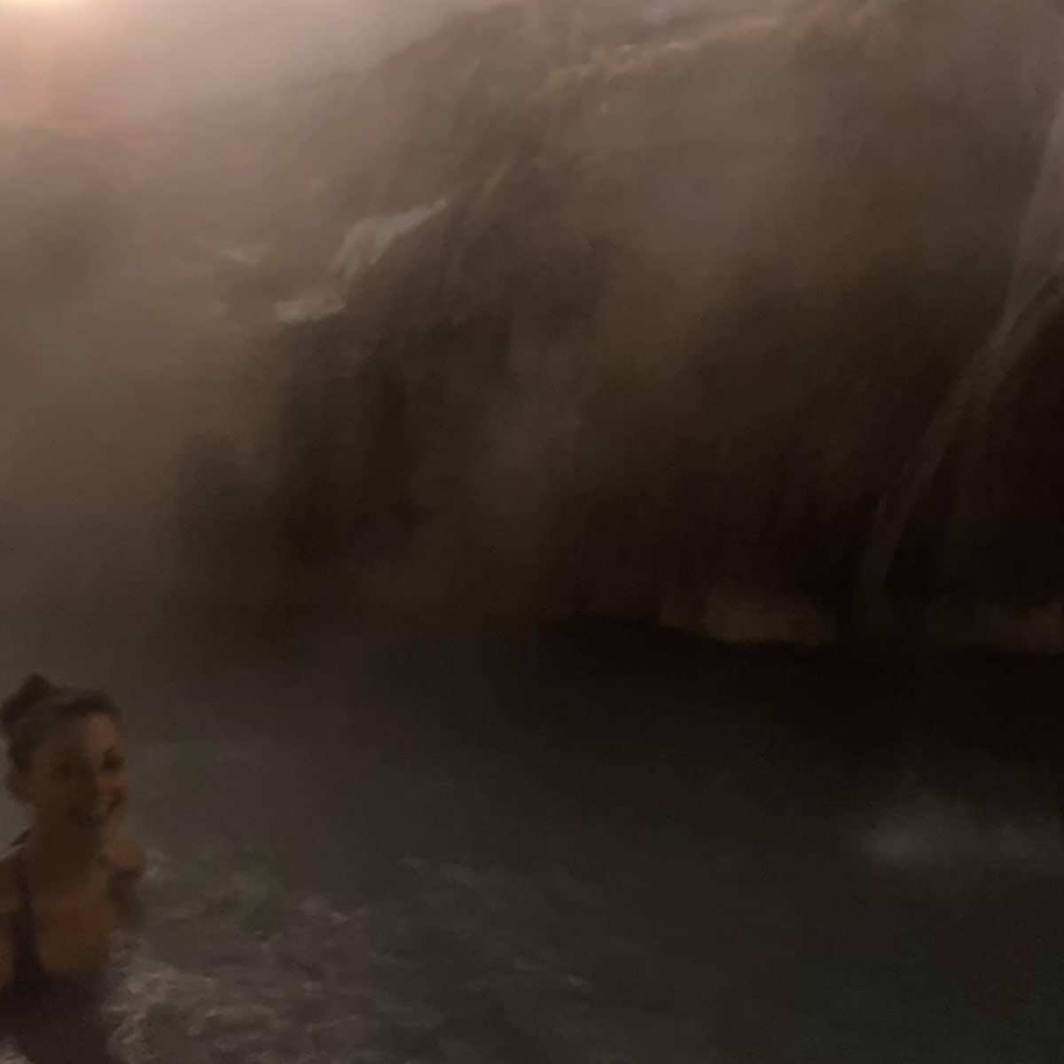 Hanging by the waterfall at Hot Sulphur Springs