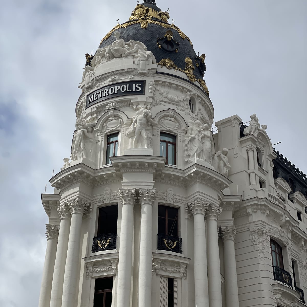 Madrid--the Metropolis building, and iconic building along Gran Vía in Madrid.