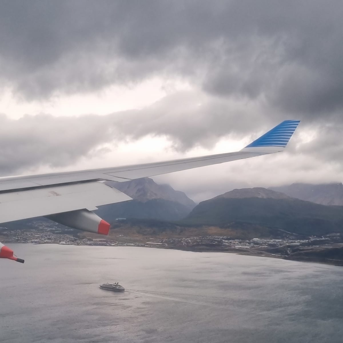 Ushuaia bay from airplaine