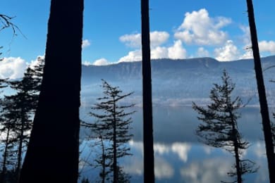 The view from the trail to the top of Multnomah Falls