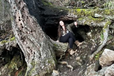 I had to stop on the hike to take a nestled in this giant tree