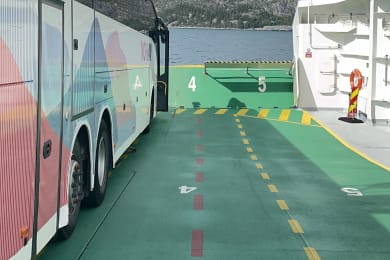 Our Bus Riding the Ferry