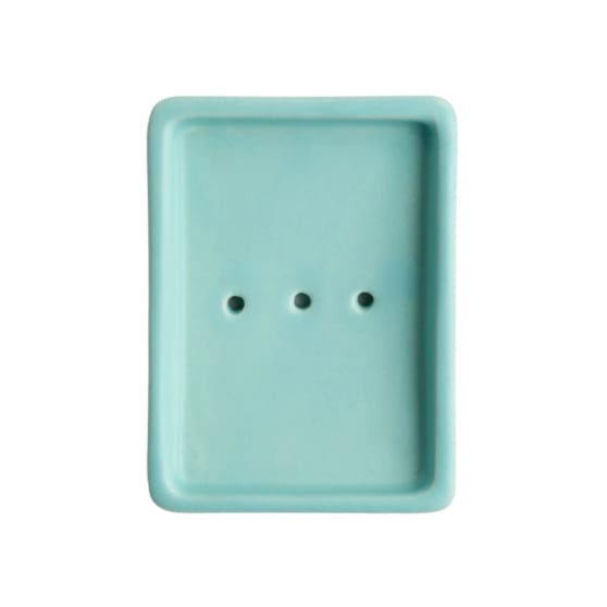 Day 1 Handgemaakt Keramieken Zeepbakje Aqua met Gaatjes