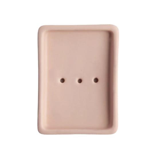 Day 1 Handgemaakt Keramieken Zeepbakje Oudroze met Gaatjes