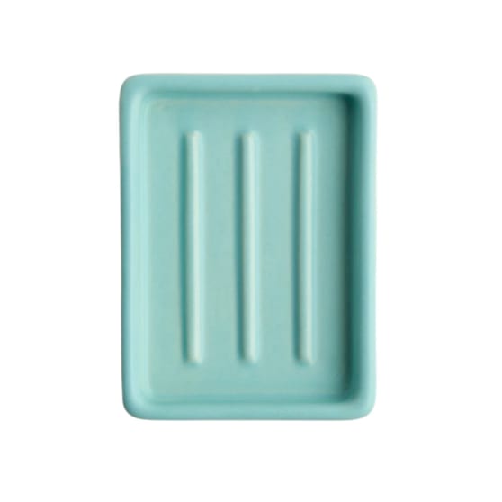 Day 1 Handgemaakt Keramieken Zeepbakje Aqua met Ribbels