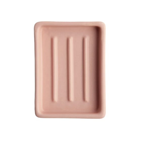 Day 1 Handgemaakt Keramieken Zeepbakje Oudroze met Ribbels