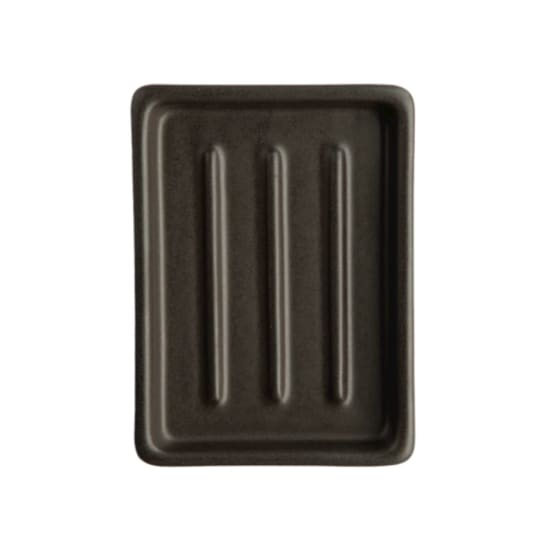 Day 1 Handgemaakt Keramieken Zeepbakje Zwart met Ribbels