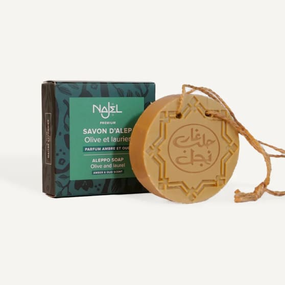 Najel Aleppo amber en oud aroma kruidenzeep aan koord
