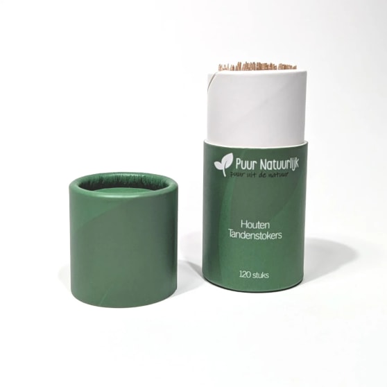 Puur Natuurlijk Houten tandenstokers | 120 stuks in kartonnen koker