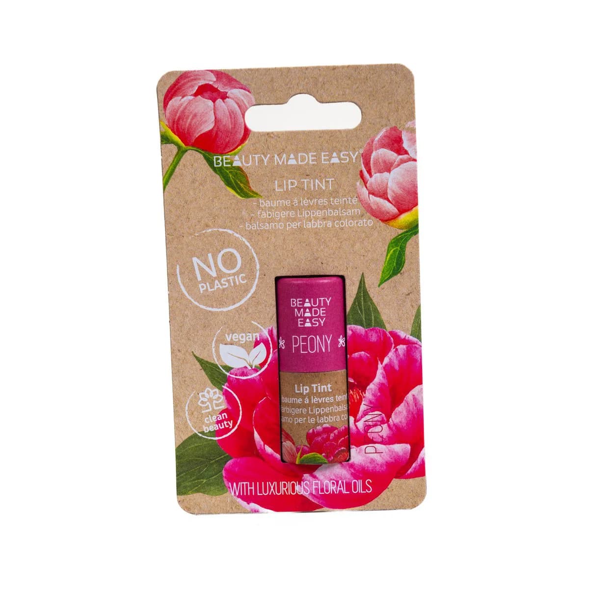 Beauty Made Easy Papertube Vegan Tinted Lip Balm Pioenroos