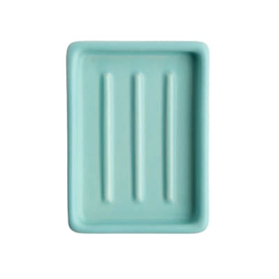 Day 1 - Handgemaakt Keramieken Zeepbakje Aqua met Ribbels