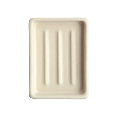 Day 1 - Handgemaakt Keramieken Zeepbakje Wit met Ribbels