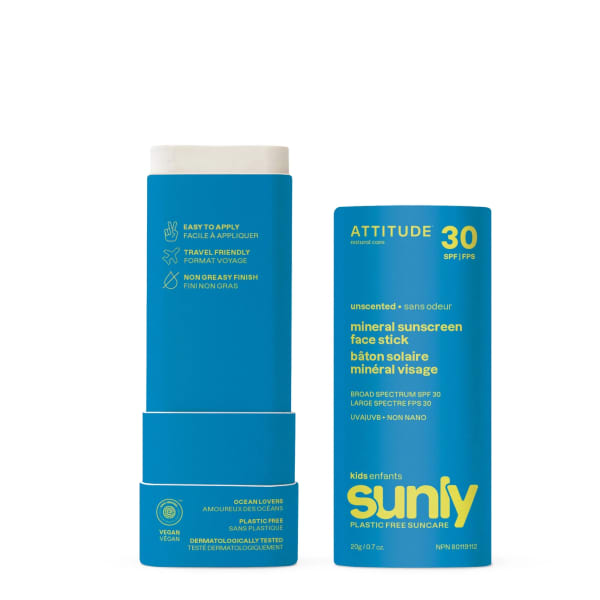 Attitude Sunly Zonnebrand Stick Gezicht Kinderen SPF30 Parfumvrij