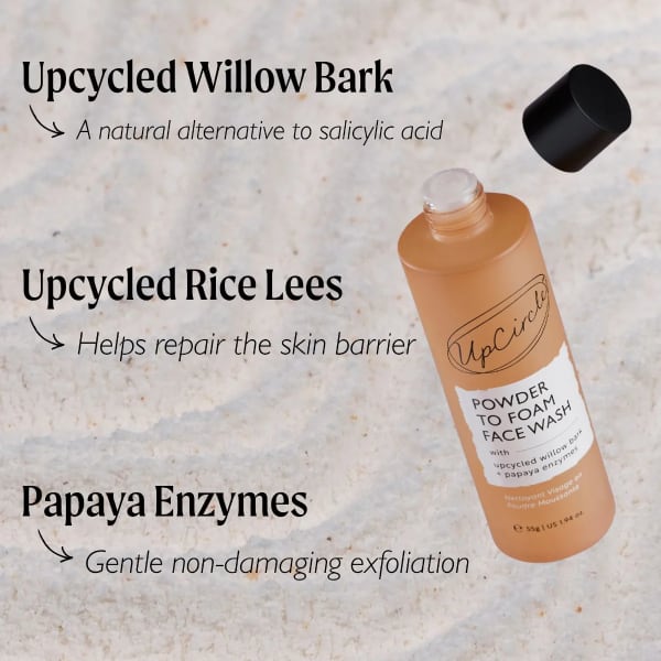 UpCircle Powder To Foam Face Wash with Upcycled Willow Bark + Papaya Enzymes