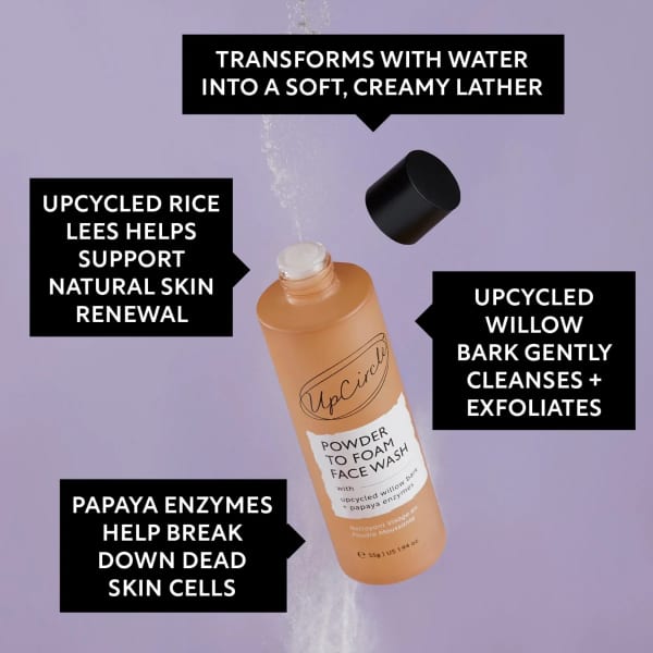 UpCircle Powder To Foam Face Wash with Upcycled Willow Bark + Papaya Enzymes
