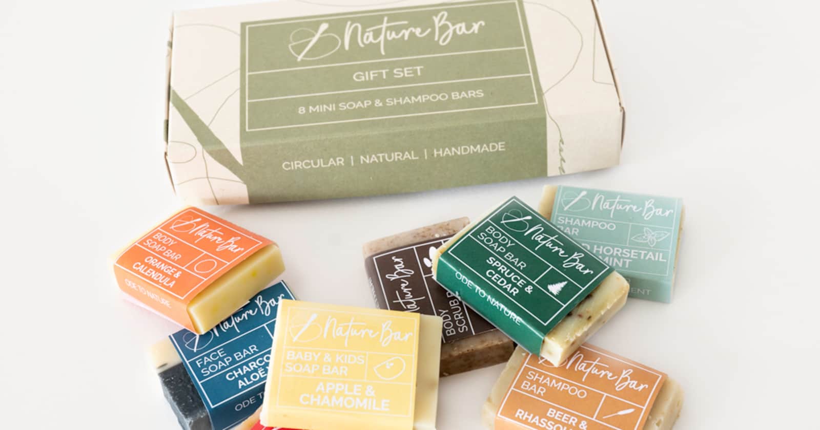 Nature Bar Cadeauset met 8 Mini Zeep & Shampoo Bars 8x 2030 gr. Zepig.nl