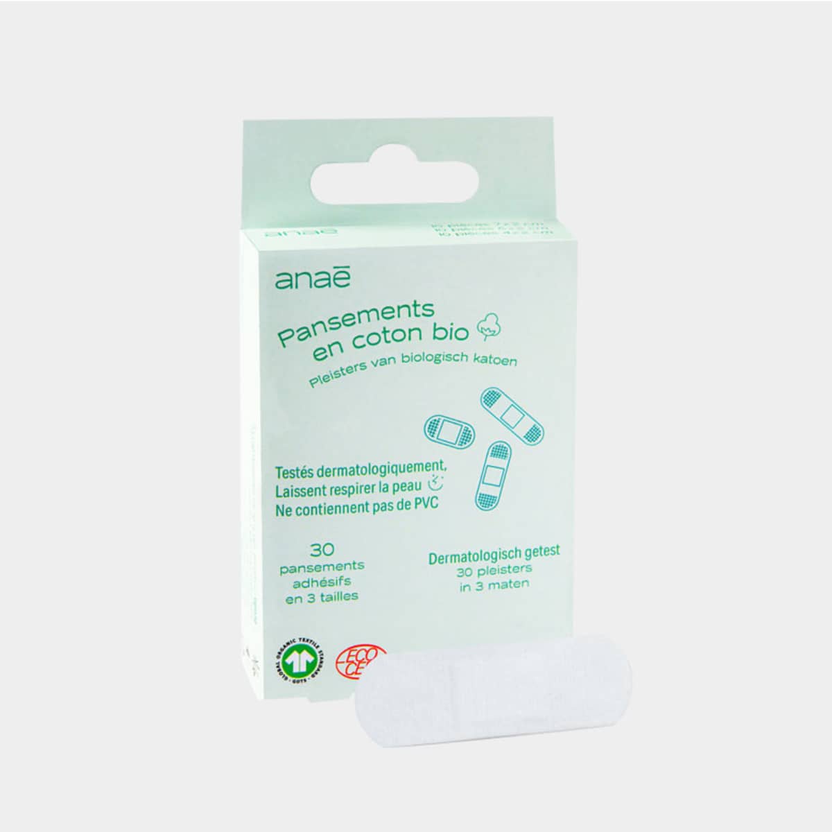 Anae Pleisters in 3 maten van biologisch katoen
