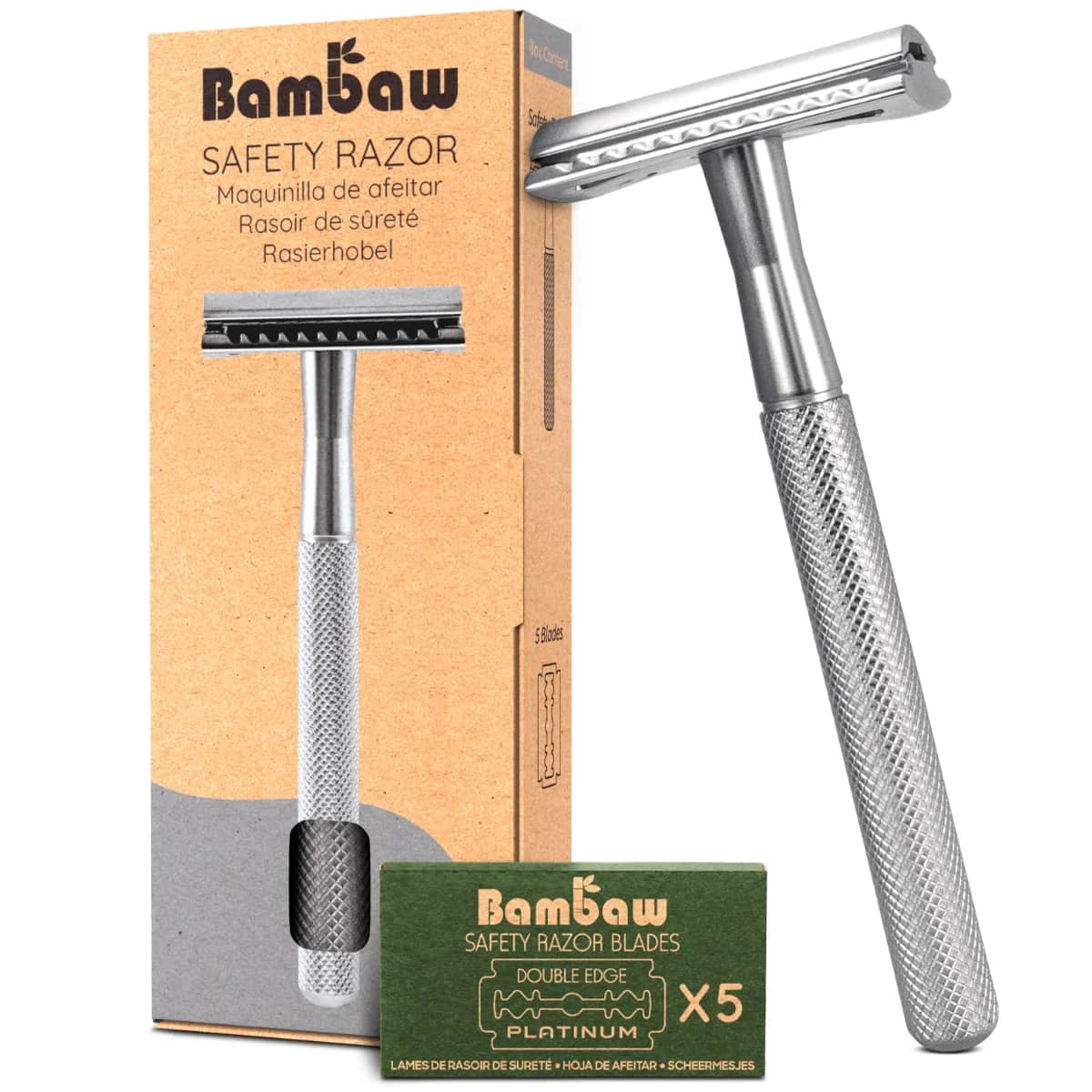 Bambaw Klassiek Metalen Scheermes Zilver afbeelding