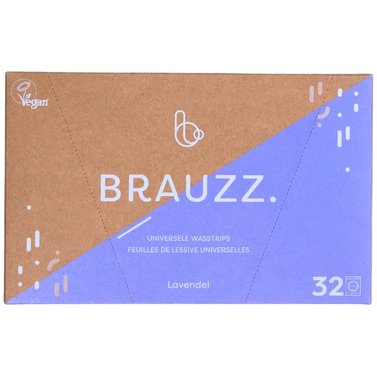 Brauzz Wasstrips - Wasmiddel Strips voor Witte, Gekleurde en Zwarte Was - Eco Wasmiddel Vellen - Duurzame Laundry Strips – Lavendel (32 wasbeurten)