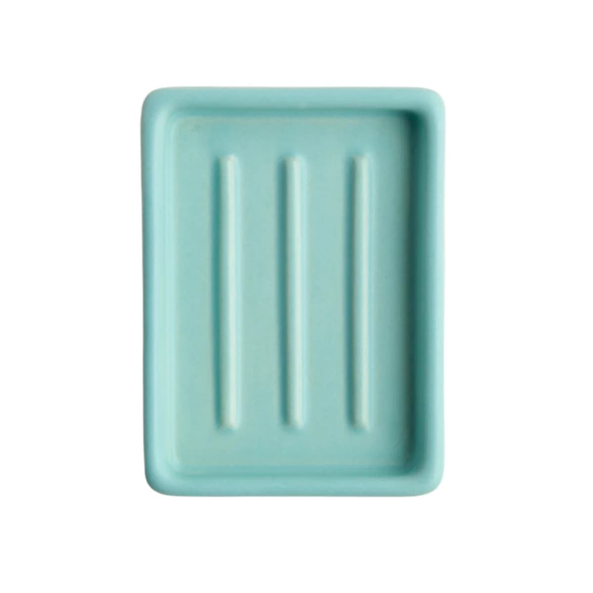 Day 1 Handgemaakt Keramieken Zeepbakje Aqua met Ribbels