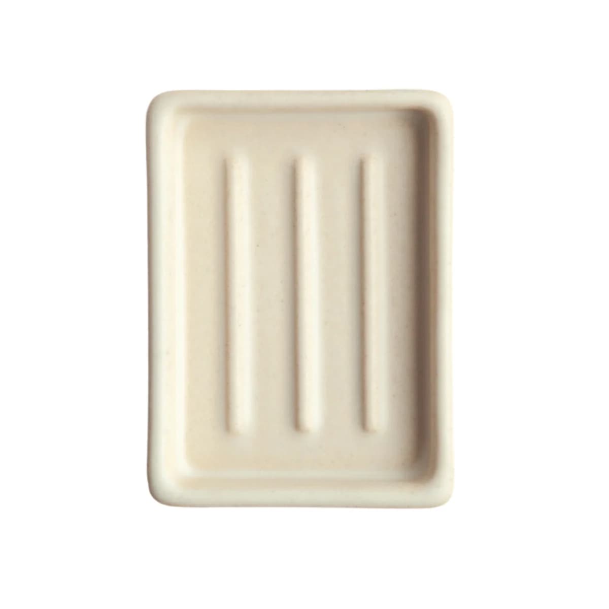 Day 1 Handgemaakt Keramieken Zeepbakje Wit met Ribbels