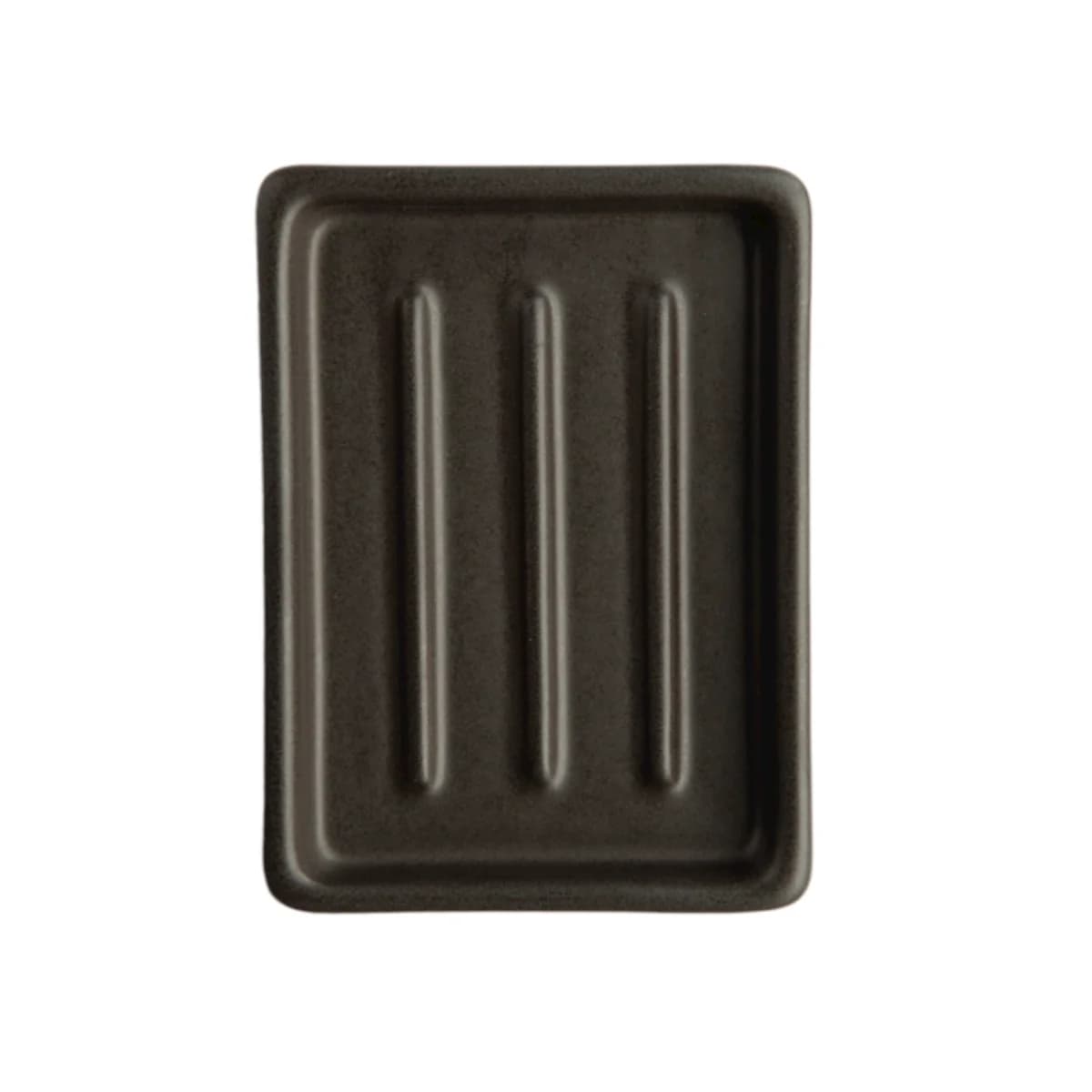 Day 1 Handgemaakt Keramieken Zeepbakje Zwart met Ribbels