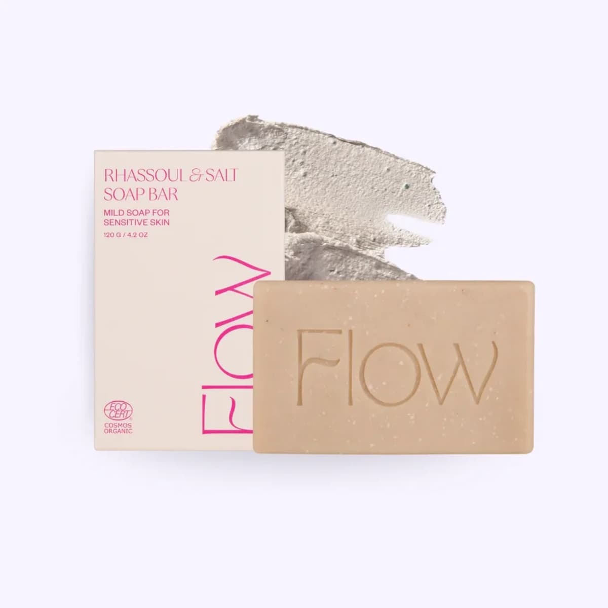Flow Cosmetics Rhassoul Clay & Salt - Haar & lichaam shampoo bar voor de droge en gevoelige huid