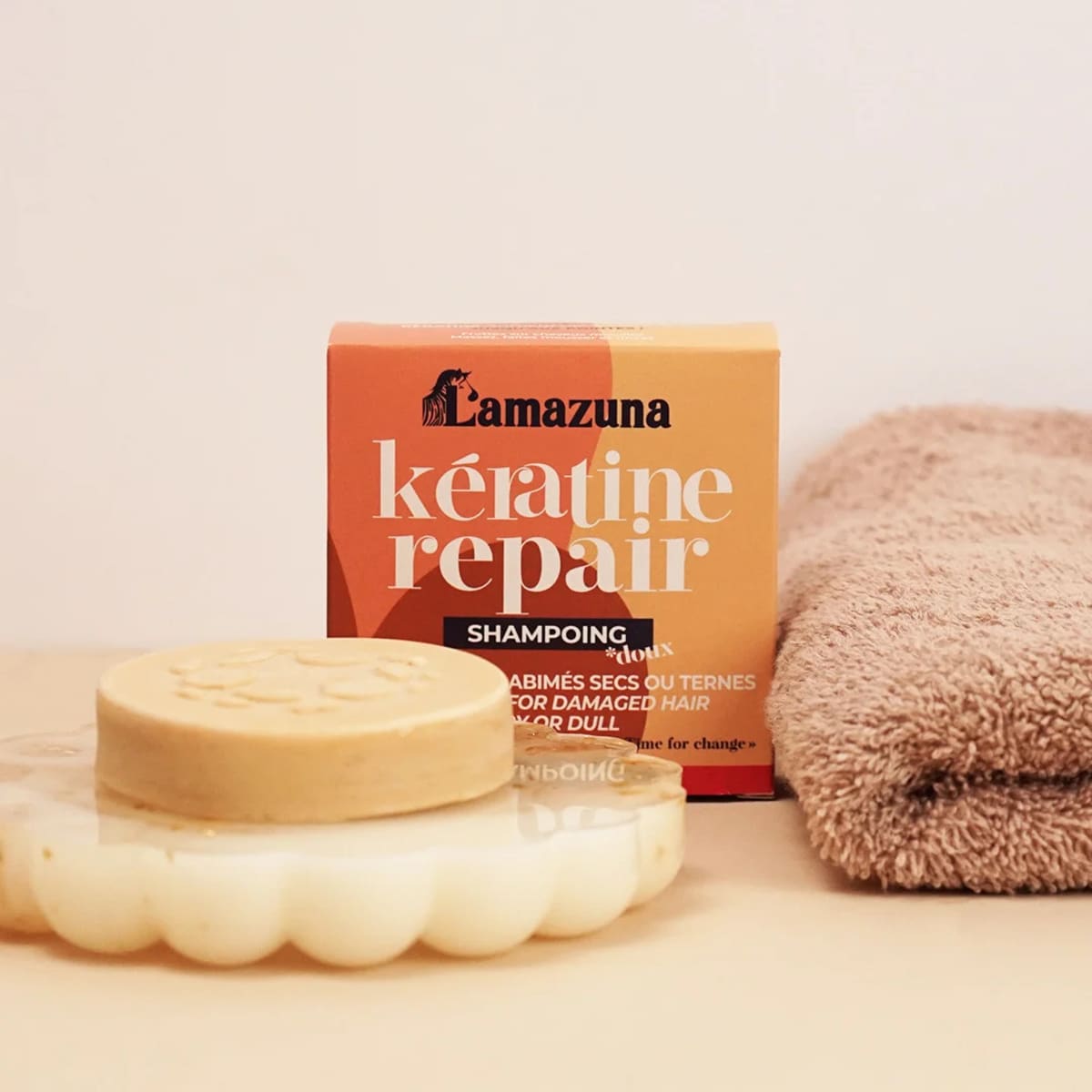 Lamazuna Keratine Reparatie Shampoo Bar voor beschadigd, droog of dof haar afbeelding
