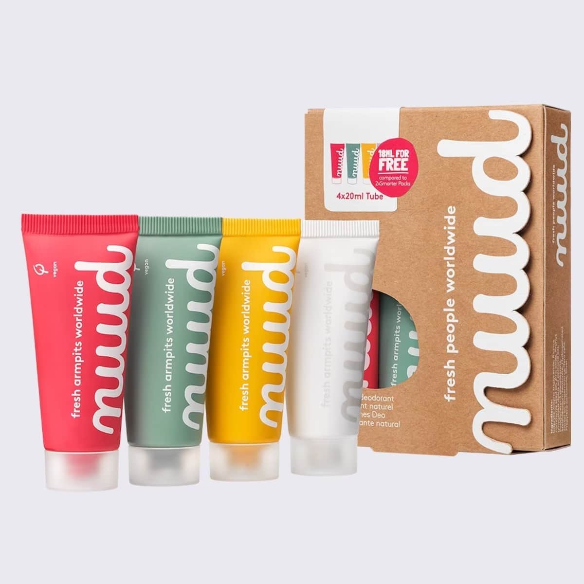 Nuud - deodorant - family pack - 4 x 20ml tube - nieuwe formule