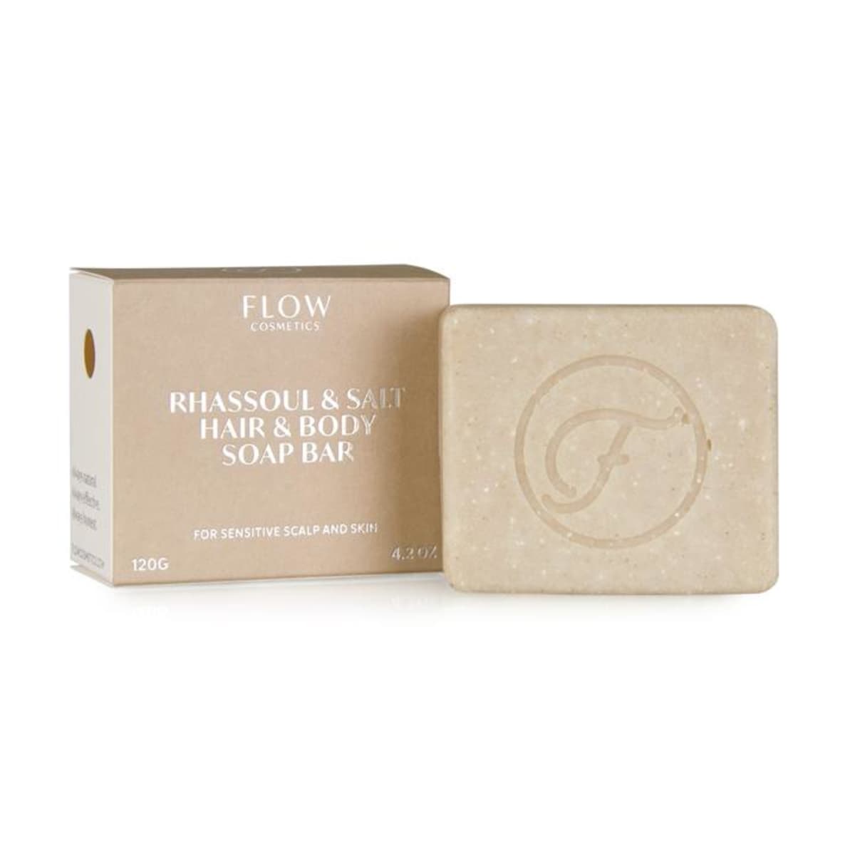 Flow Cosmetics Rhassoul Clay & Salt - Haar & lichaam shampoo bar voor de droge en gevoelige huid
