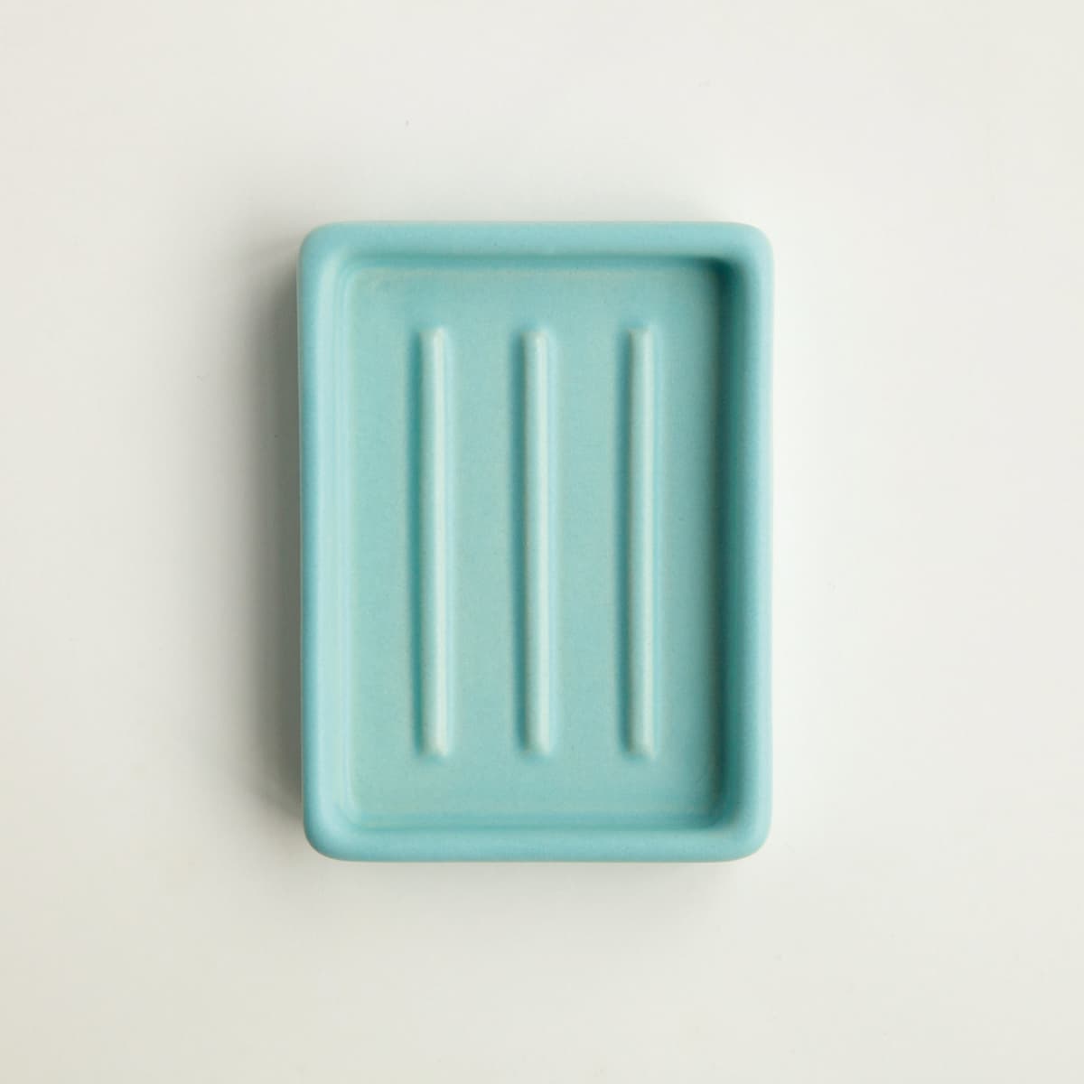Day 1 Handgemaakt Keramieken Zeepbakje Aqua met Ribbels