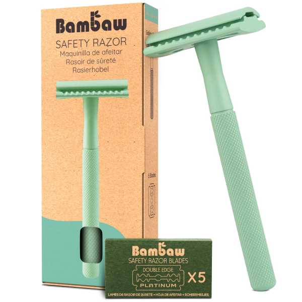 Bambaw - Klassiek Metalen Scheermes Mint Groen