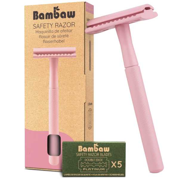 Bambaw - Klassiek Metalen Scheermes Roze