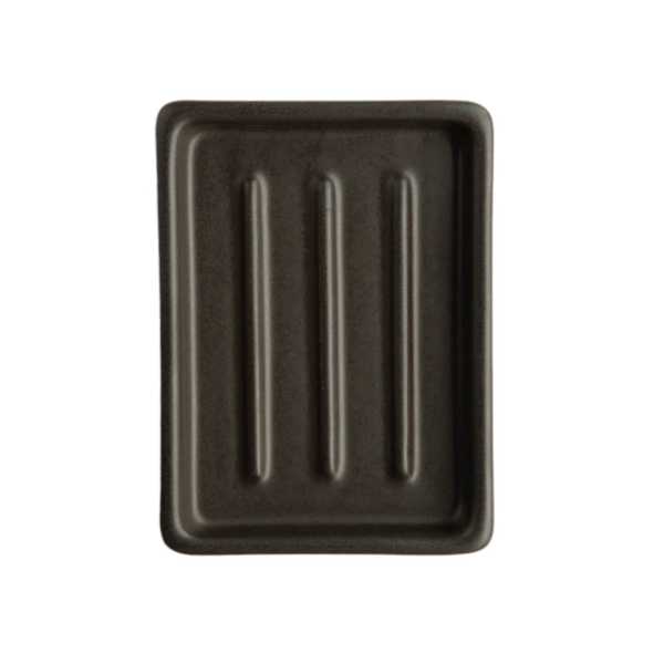 Day 1 - Handgemaakt Keramieken Zeepbakje Zwart met Ribbels