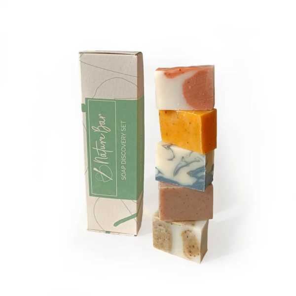 Nature Bar Zeep proefpakket / Cadeauset met 5 Mini Zeep & Shampoo Bars