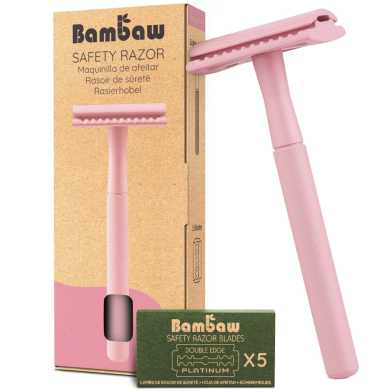 Bambaw - Klassiek Metalen Scheermes Roze