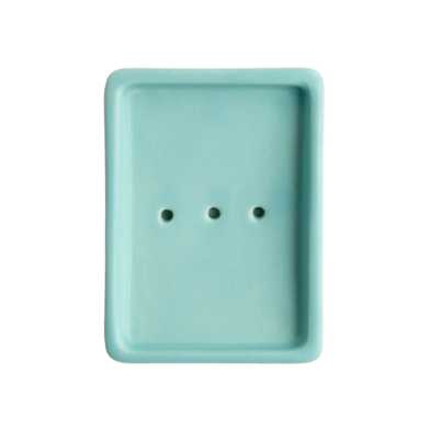 Day 1 - Handgemaakt Keramieken Zeepbakje Aqua met Gaatjes