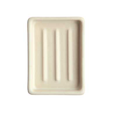 Day 1 - Handgemaakt Keramieken Zeepbakje Wit met Ribbels