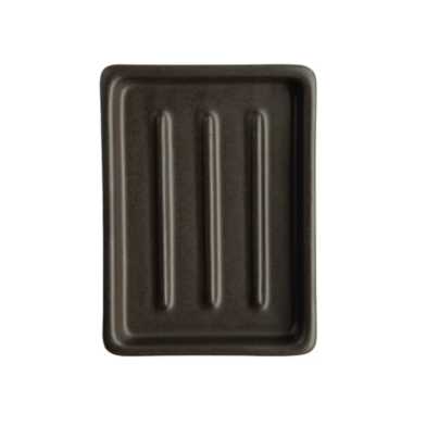 Day 1 - Handgemaakt Keramieken Zeepbakje Zwart met Ribbels